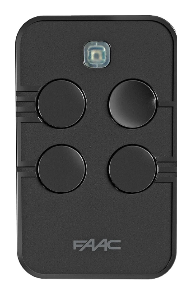 radiocomando faac a 4 canali per automazione cancelli 433 mhz rolling code nero design compatto affidabile