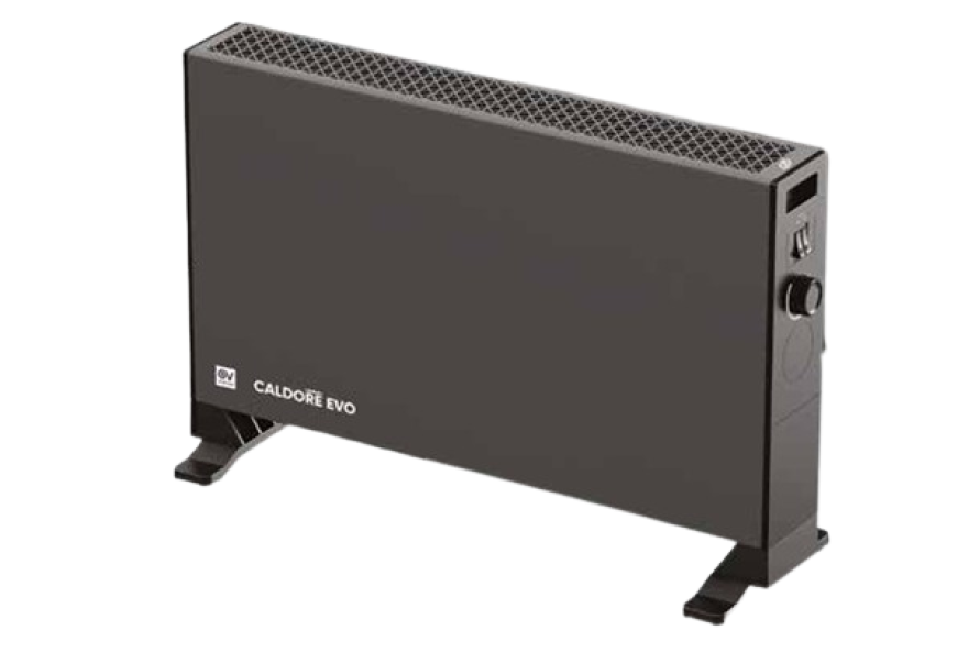 Termoconvettore elettrico portatile Vortice CaldoRe Evo nero con piedini antiribaltamento e comandi laterali