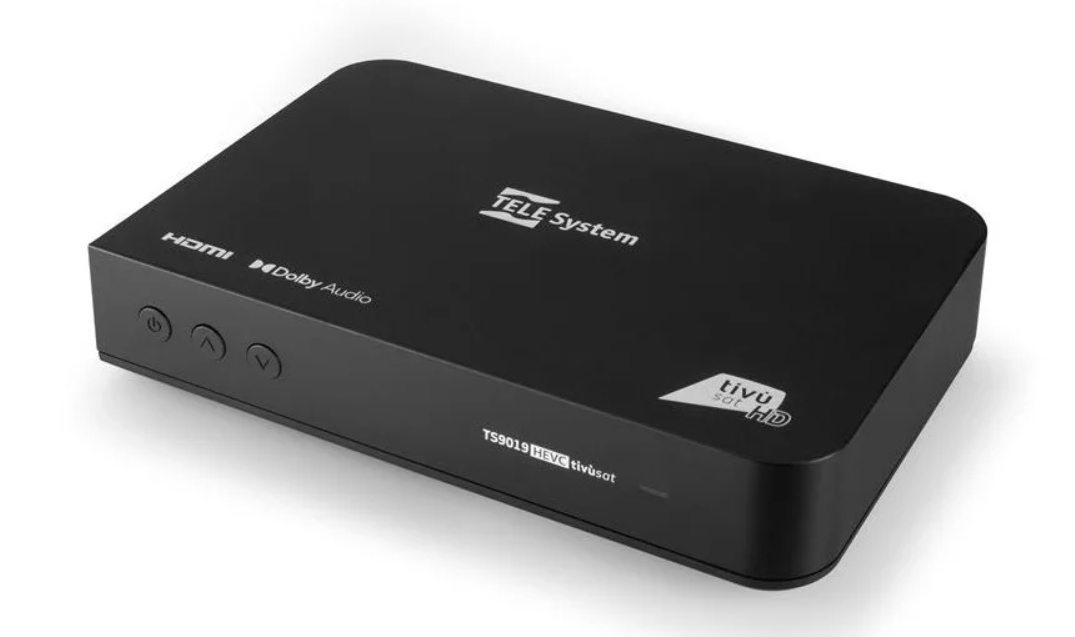 decoder satellitare tivusat hd telesystem ts9019hevc vista frontale