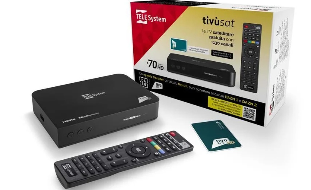 kit decoder tivusat telesystem con telecomando smart card e accessori
