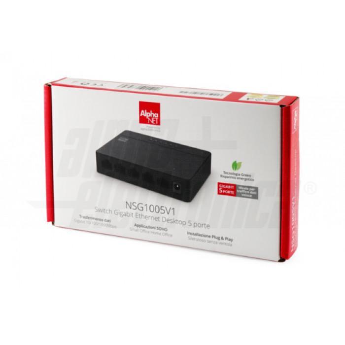 scatola switch gigabit ethernet 5 porte alpha net nsg1005v1