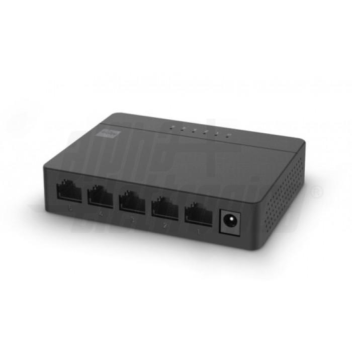 switch gigabit ethernet 5 porte rj45 vista frontale
