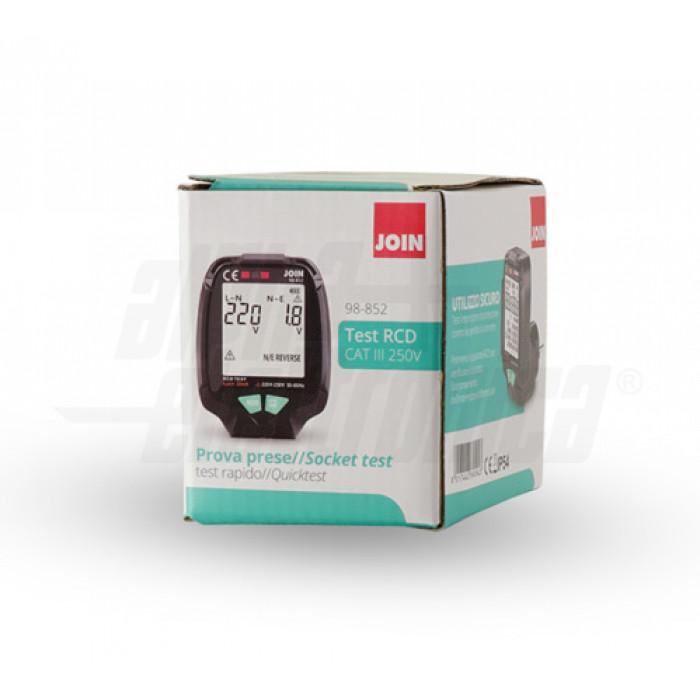 confezione tester prese elettriche join con indicazioni test rcd cat iii 250v