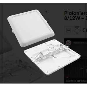 Plafoniera led quadrata da incasso 3cct 8 12w  5236/180 bianca