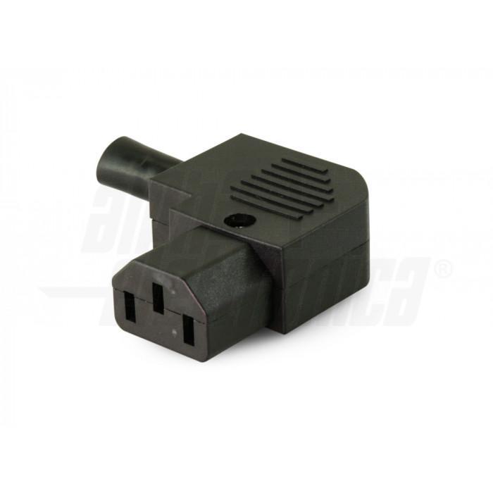 presa volante iec 60320 c13 90 gradi con guidacavo laterale