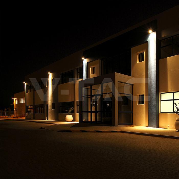 illuminazione esterna con proiettore led v-tac 200w su edifici commerciali
