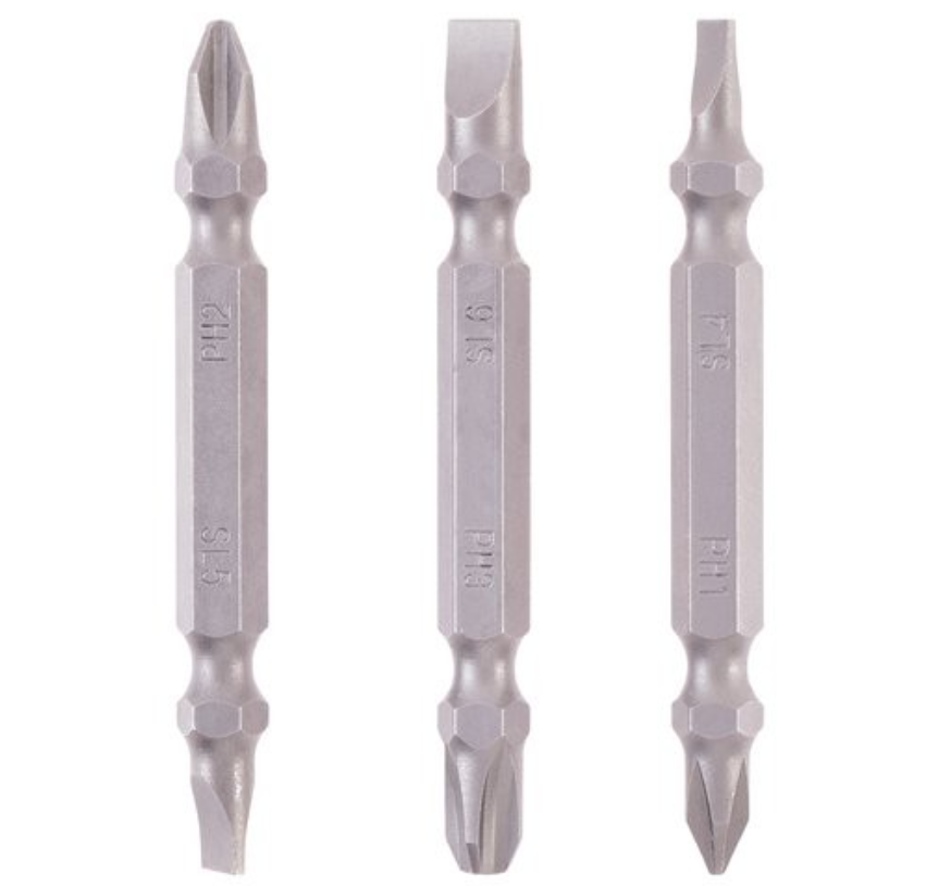 set di 3 bit doppi Einhell lunghezza 65 mm profilo PH e piatto per avvitatori