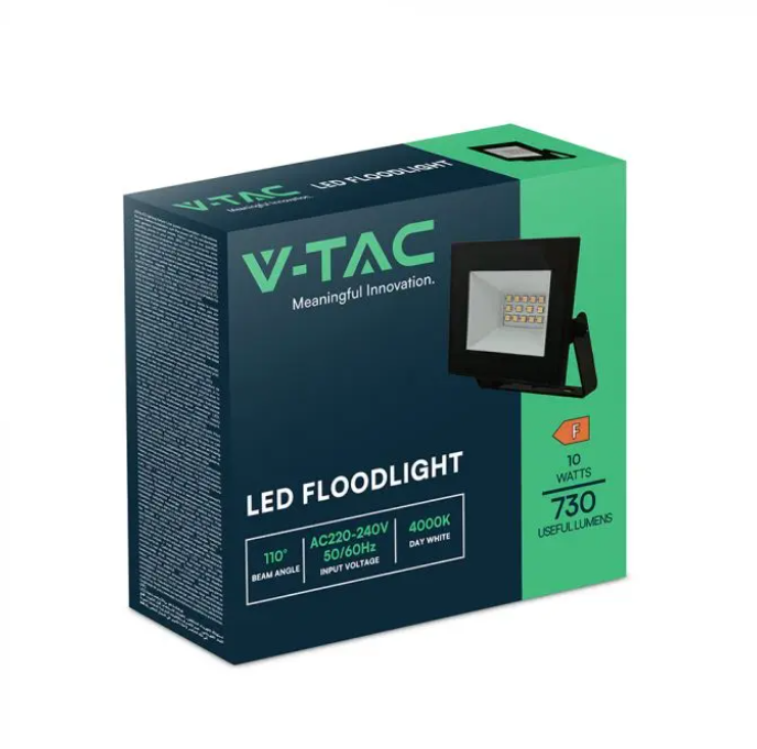 Faro LED V-TAC SMD 10W 4000K Slim E-Series Nero IP65 con Driver Integrato u2013  23972 02
