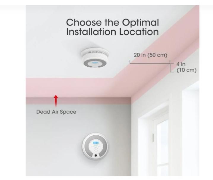 installazione a soffitto e a parete del rilevatore fumo e co con distanze ottimali