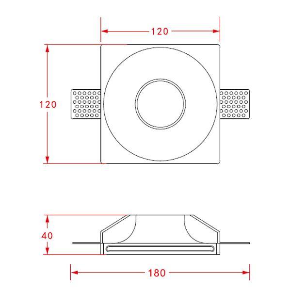 Faretto Gli Elettrici da Incasso in Gesso 120u00d7120 mm  GU10 u2013 IO59633  02