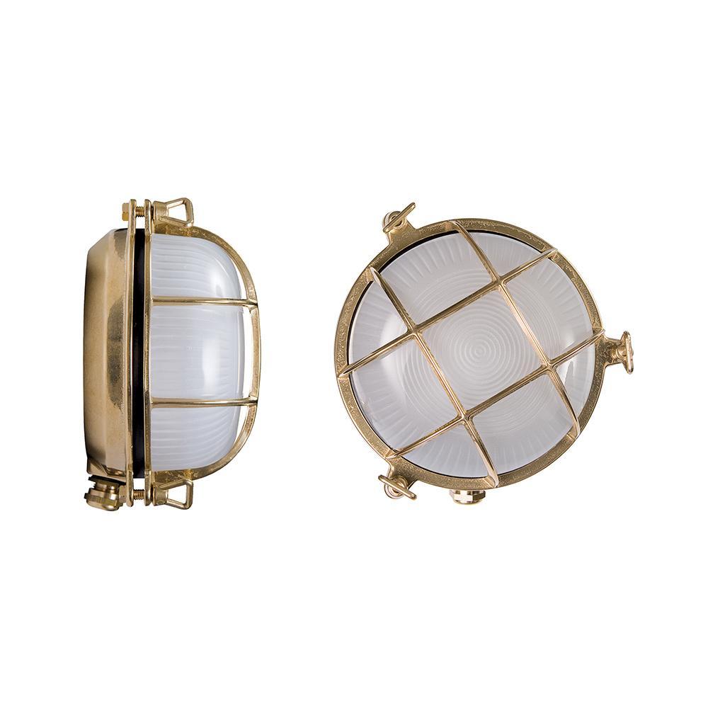 Plafoniera Ovale Moretti Luce in Ottone con Vetro Opale IP44 - 200.10.O 01