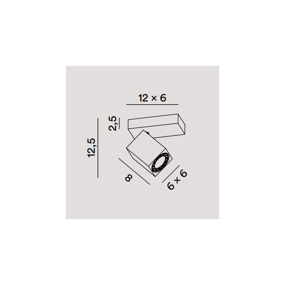 Faretto a soffitto orientabile in alluminio bianco per illuminazione interni
