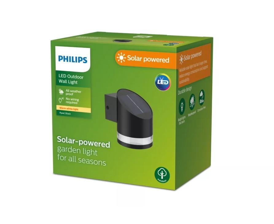confezione lampada solare da muro philips per illuminazione esterna led nera