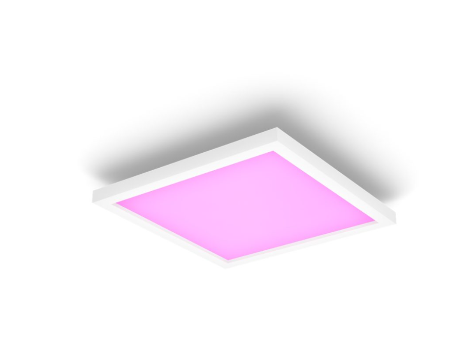 Plafoniera LED quadrata bianca Philips dimensioni 30x30 cm installata a soffitto