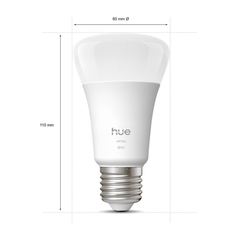 dimensioni lampadina led philips hue white e27 60mmx110mm luce bianca smart
