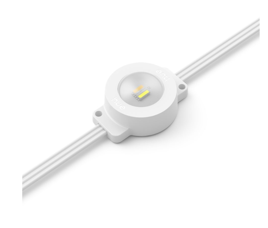 Dettaglio pod LED integrato catena luminosa Philips Hue Festavia per illuminazione smart esterna