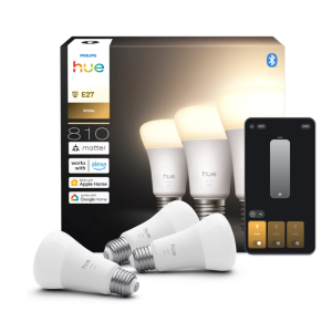 Lampadine smart led e27 7w 60w 3 pezzi philips hue white 36370000