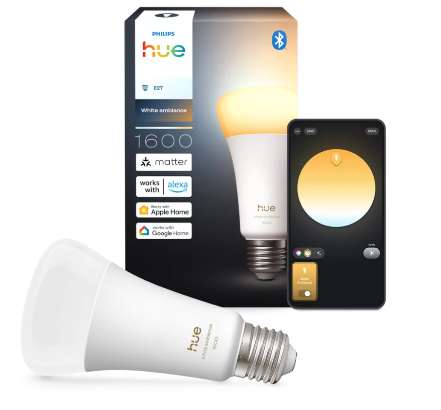 Lampadina smart Philips Hue E27 White Ambiance compatibile Alexa Apple Google