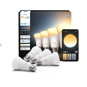 Lampadine smart led e27 bianco regolabile philips hue 36474500 set 4 pezzi