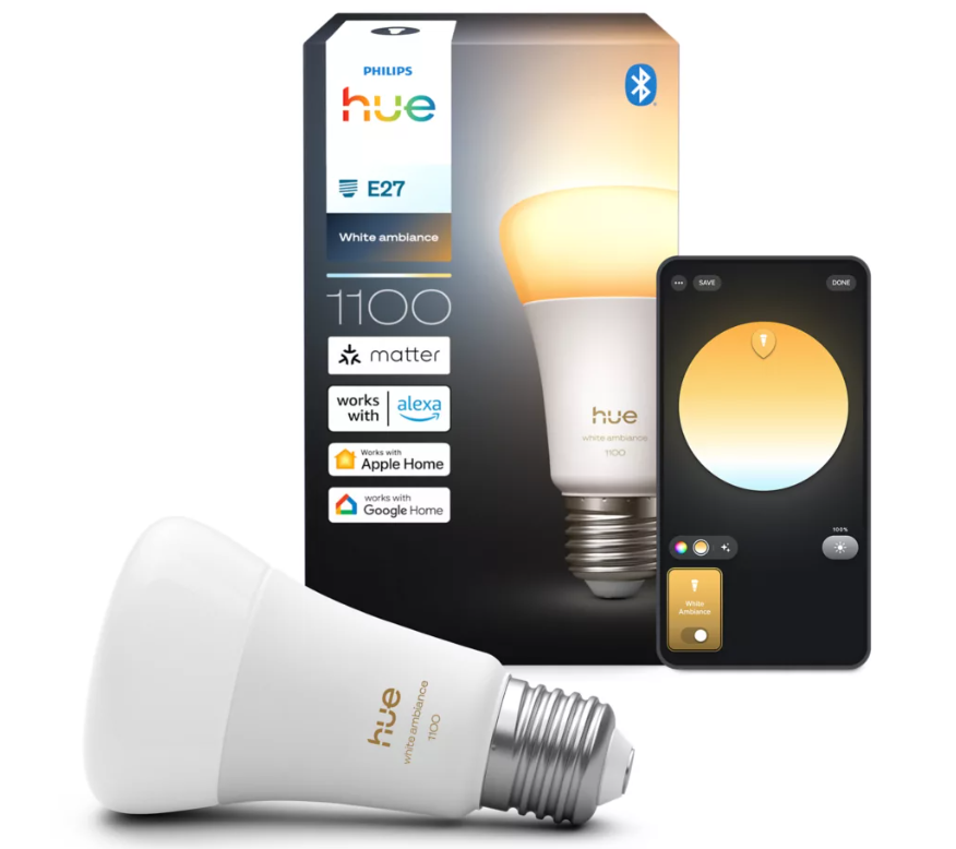 Confezione lampadina smart Philips Hue White Ambiance E27 compatibile Alexa Apple Google