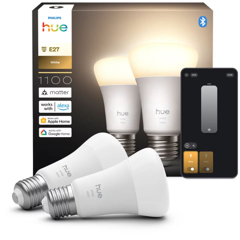 Set lampadine smart LED Philips Hue E27 bianco con confezione e controllo tramite app