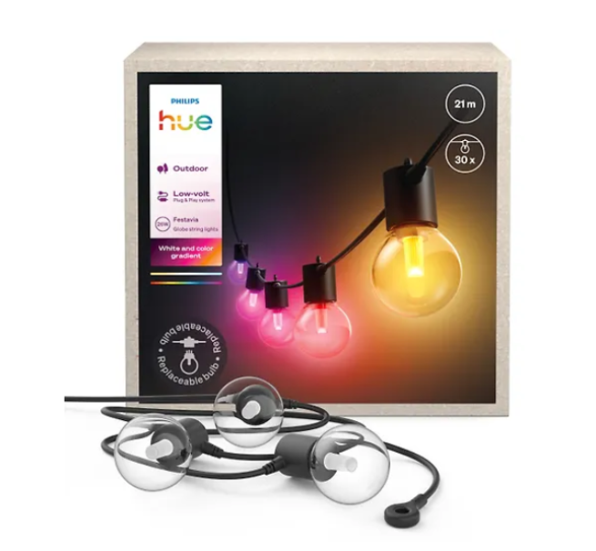 catena luminosa led philips hue festavia 21 metri per esterni effetti colorati