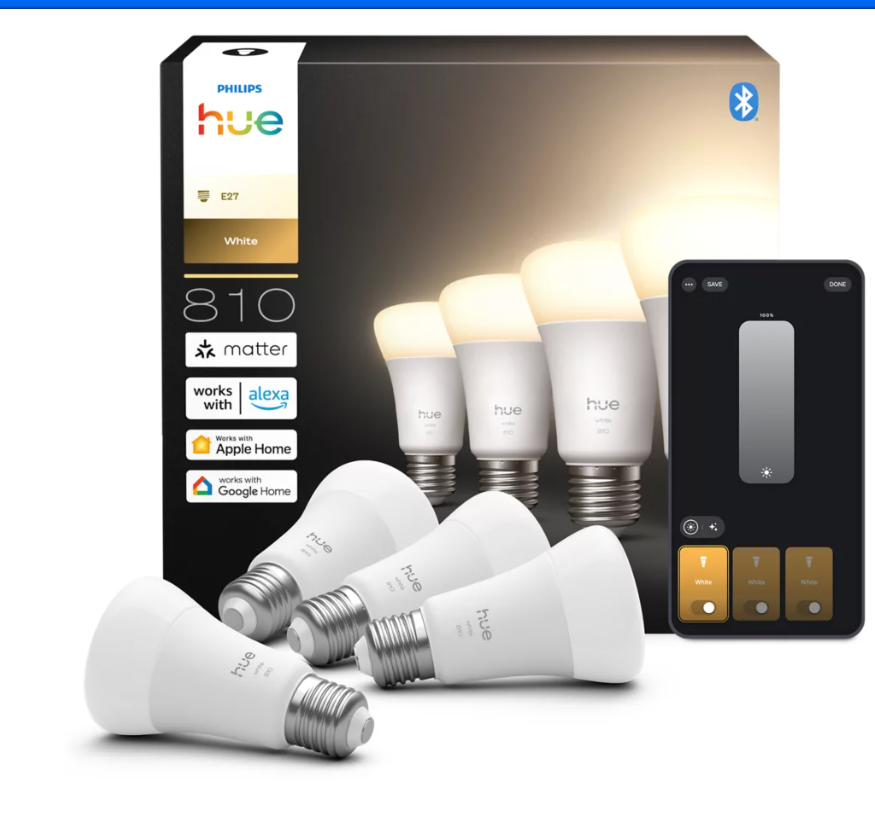 Set lampadine smart LED E27 Philips Hue white controllo wireless confezione 4 pezzi