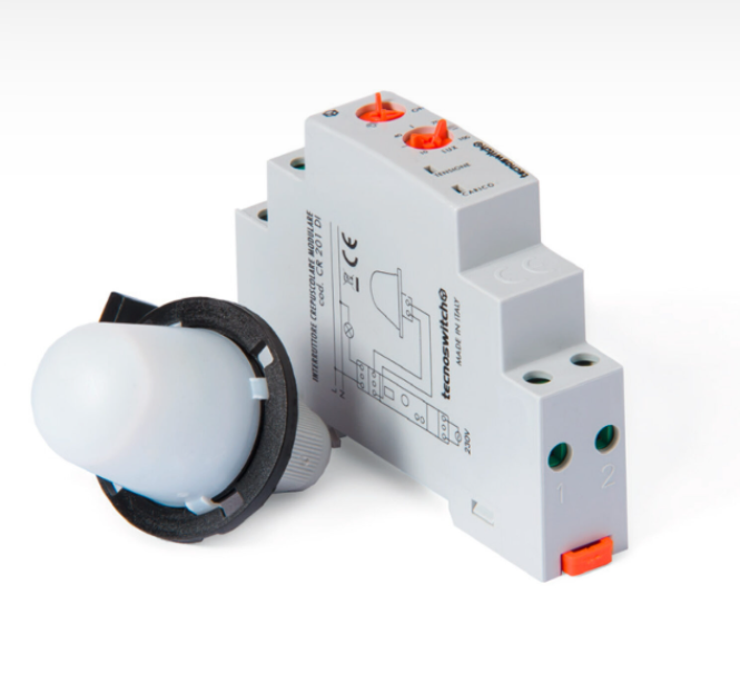 interruttore crepuscolare modulare 1 din con sonda esterna regolabile tecno switch per controllo automatico illuminazione