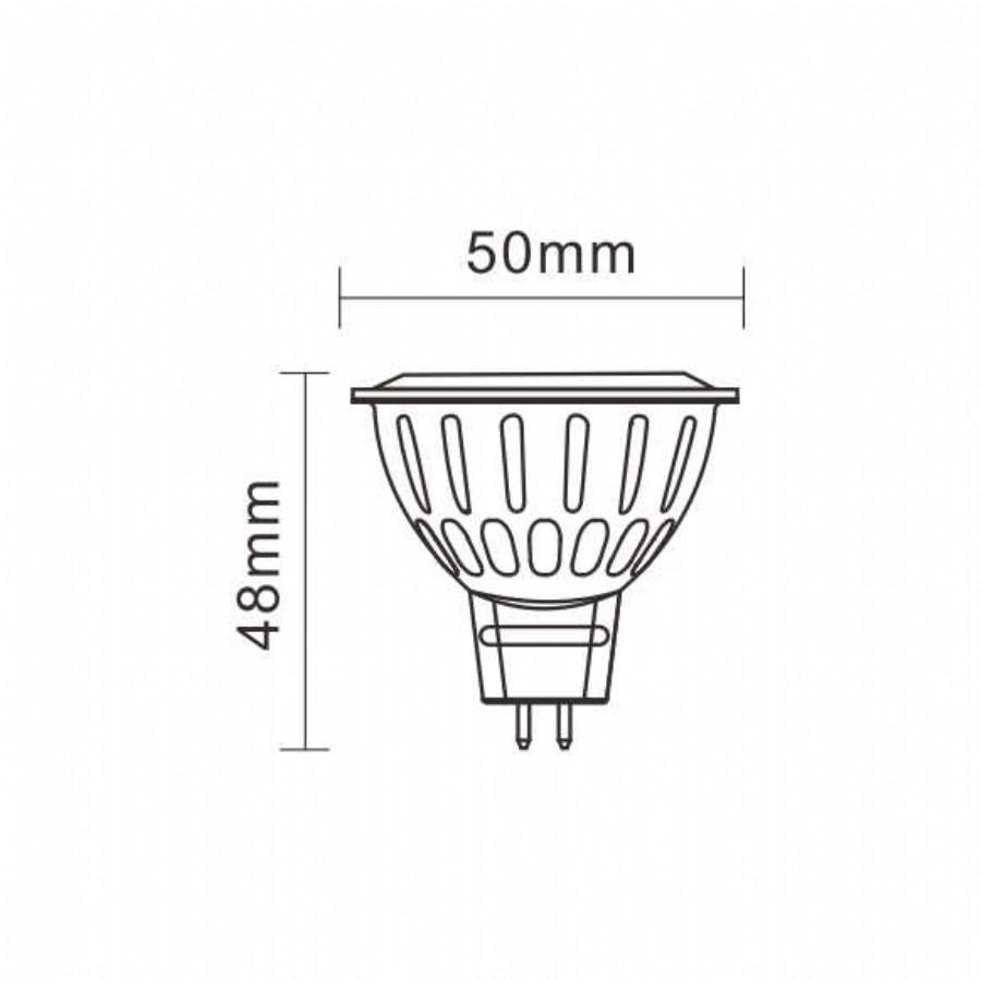 disegno tecnico lampadina led gu5.3 7w dimensioni 50x48mm marino cristal