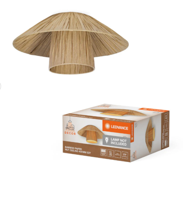 lampada ledvance bamboo carta soffitto packaging vista prodotto principale installata diametro 40cm