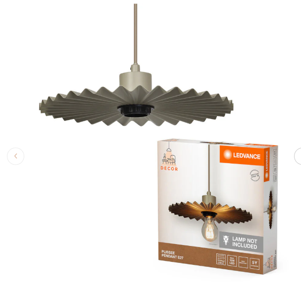 dettaglio paralume lampada sospensione metallo beige LEDVANCE attacco E27 stile plissu00e9 minimalista
