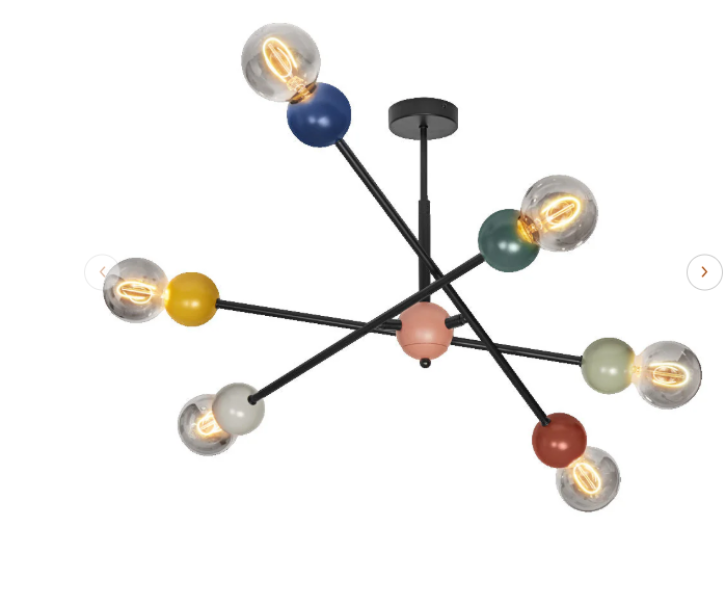 lampadario a soffitto multicolore moderno con 6 luci ledvance montato