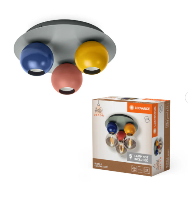 Plafoniera multicolore LEDVANCE Decor Bubble 3XE27 con confezione originale a vista