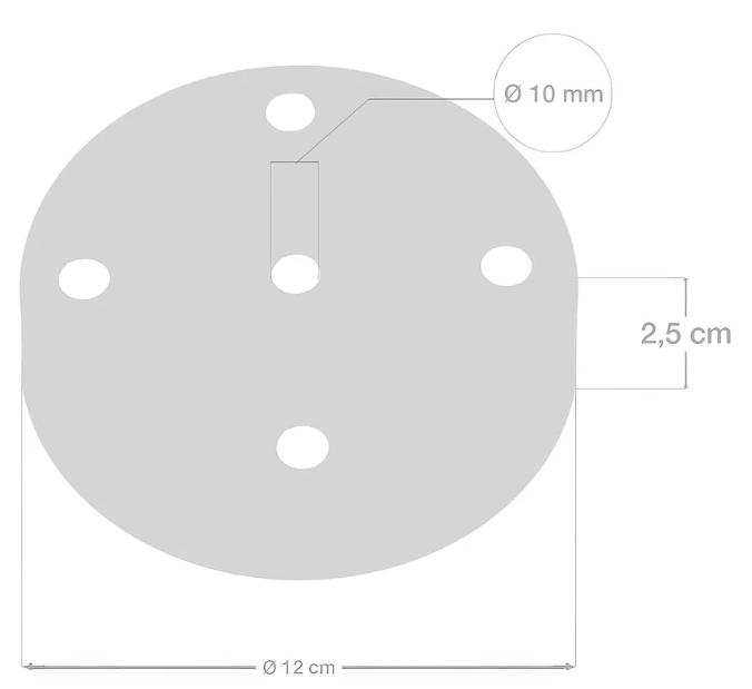 rosone 5 uscite con cavi tessili inseriti nei serracavi