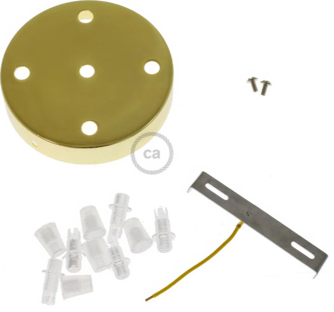 componenti kit rosone ottone con serracavi staffa e viti