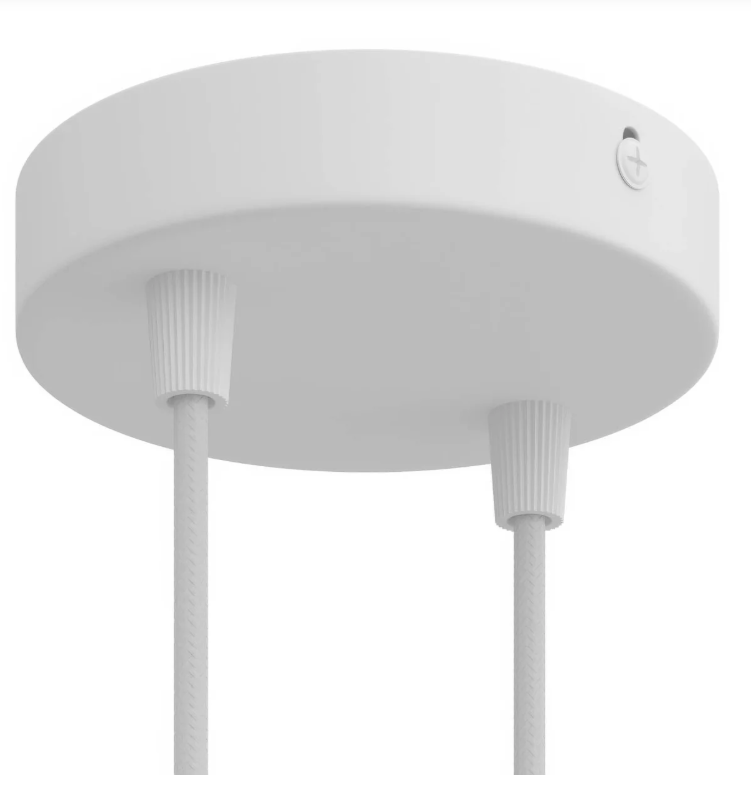 Rosone cilindrico bianco opaco due fori con cavi sospensione