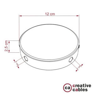 Rosone soffitto metallo 4 fori 12cm creative cables krm12sf4lbr