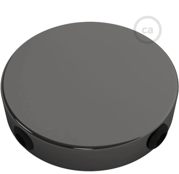 rosone cilindrico in metallo nero perla vista esterna con fori laterali