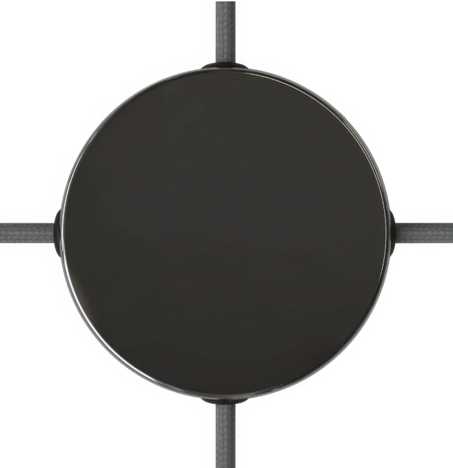 vista superiore rosone soffitto nero perla con quattro uscite cavo