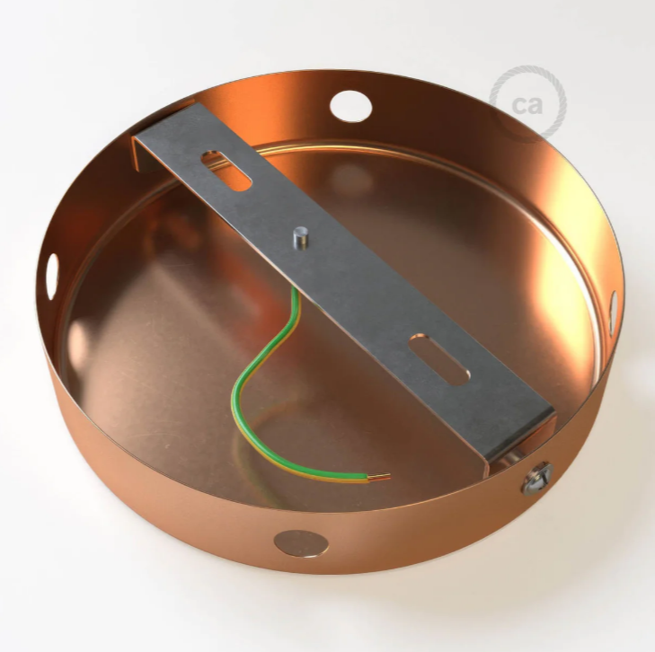 interno rosone in metallo rame satinato con staffa di fissaggio