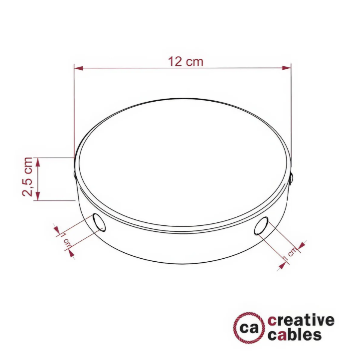 disegno tecnico rosone 12 cm altezza 2 5 cm fori laterali 1 cm