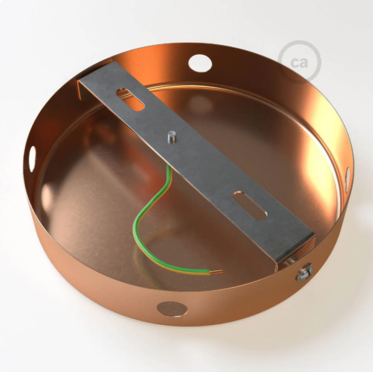 interno rosone in metallo finitura rame con staffa di montaggio