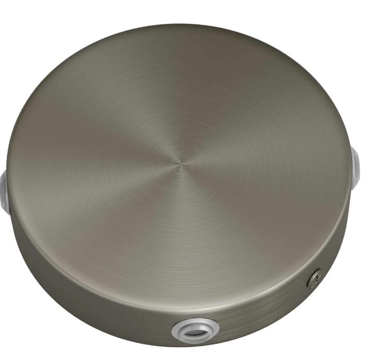 vista superiore rosone in metallo finitura titanio satinato diametro 120 mm
