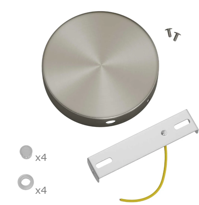 kit rosone in metallo con staffa di fissaggio viti e accessori