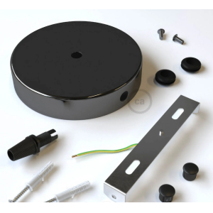 Rosone cilindrico metallo foro centrale nero creative-cables krm12fc2lbr