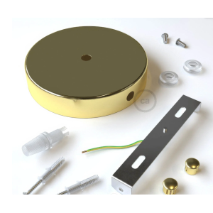 Rosone tondo metallo dorato 1 foro centrale creative-cables krm12fc2lgo