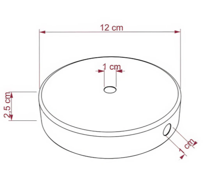 kit rosone soffitto rame satinato con accessori staffa viti e pressacavo