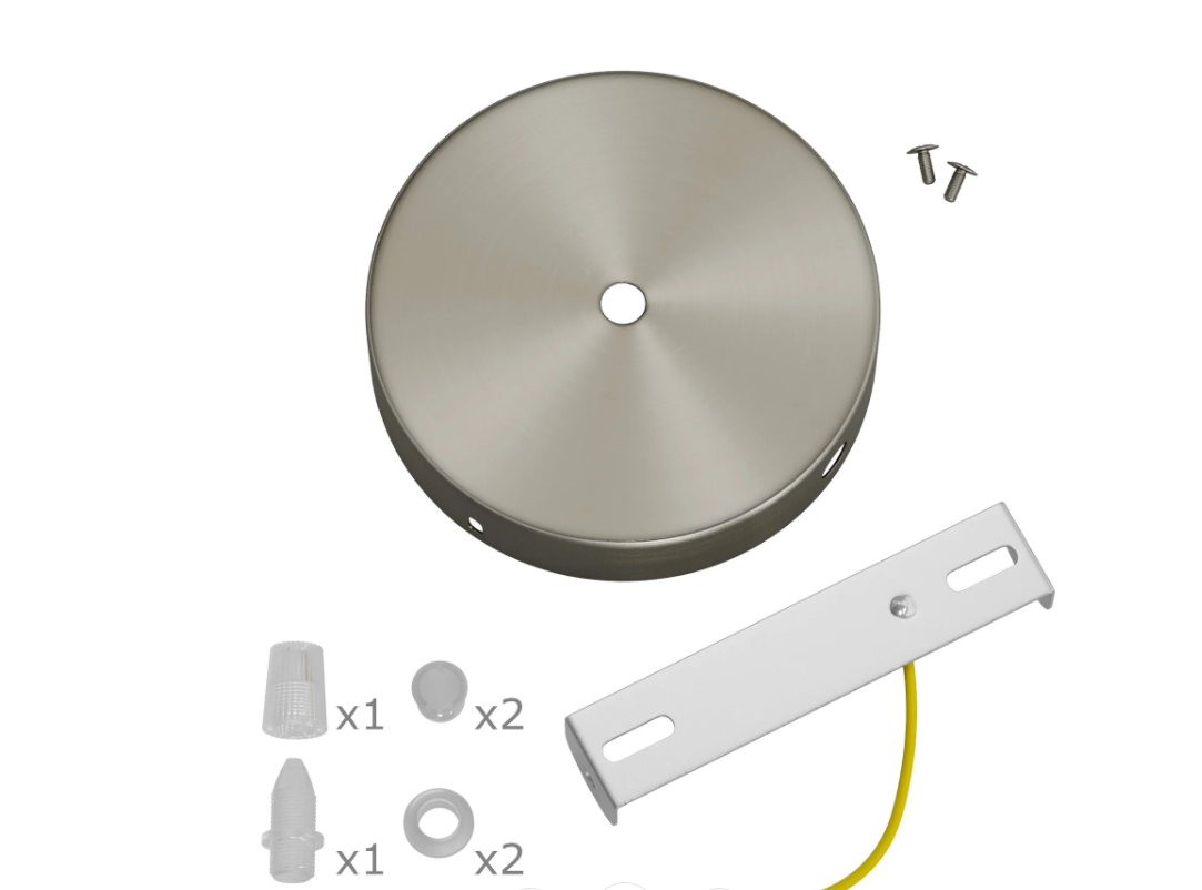 Componenti rosone cilindrico metallo vista kit accessori e supporti per fissaggio illuminazione