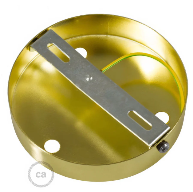 interno rosone in metallo ottone con staffa di fissaggio e cavo terra