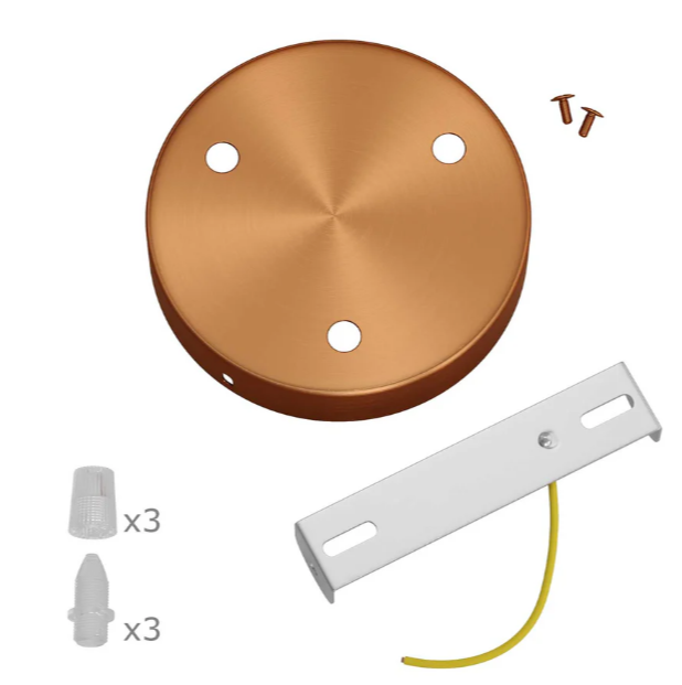 kit rosone rame satinato con staffa viti e serracavi